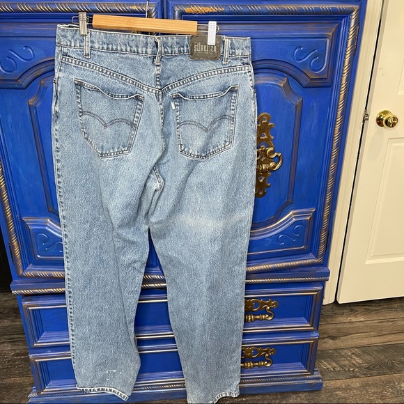 Vintage Levis SilverTab Jeans Mens 36x34 Light Wash Denim Loose Fit 90s - Picture 2 of 5